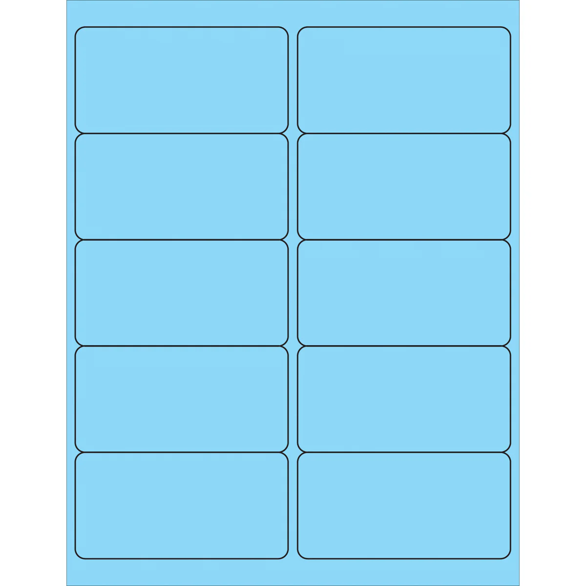 4 x 2" Fluorescent Pastel Blue Removable Rectangle Laser Labels 1000/Case