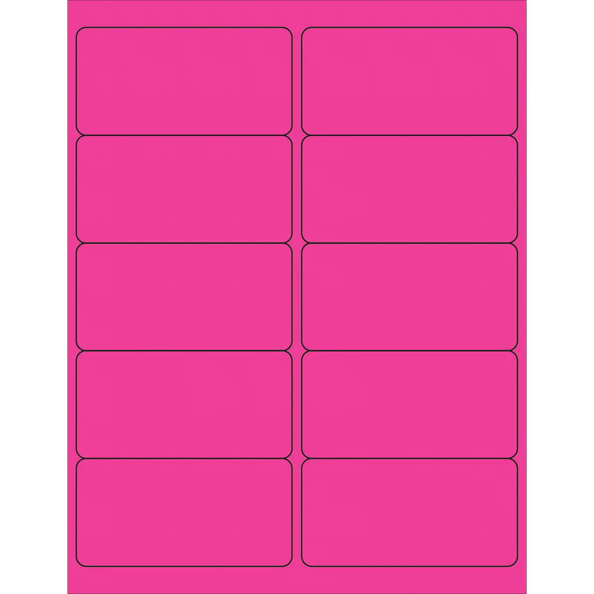 4 x 2" Fluorescent Pink Removable Rectangle Laser Labels 1000/Case