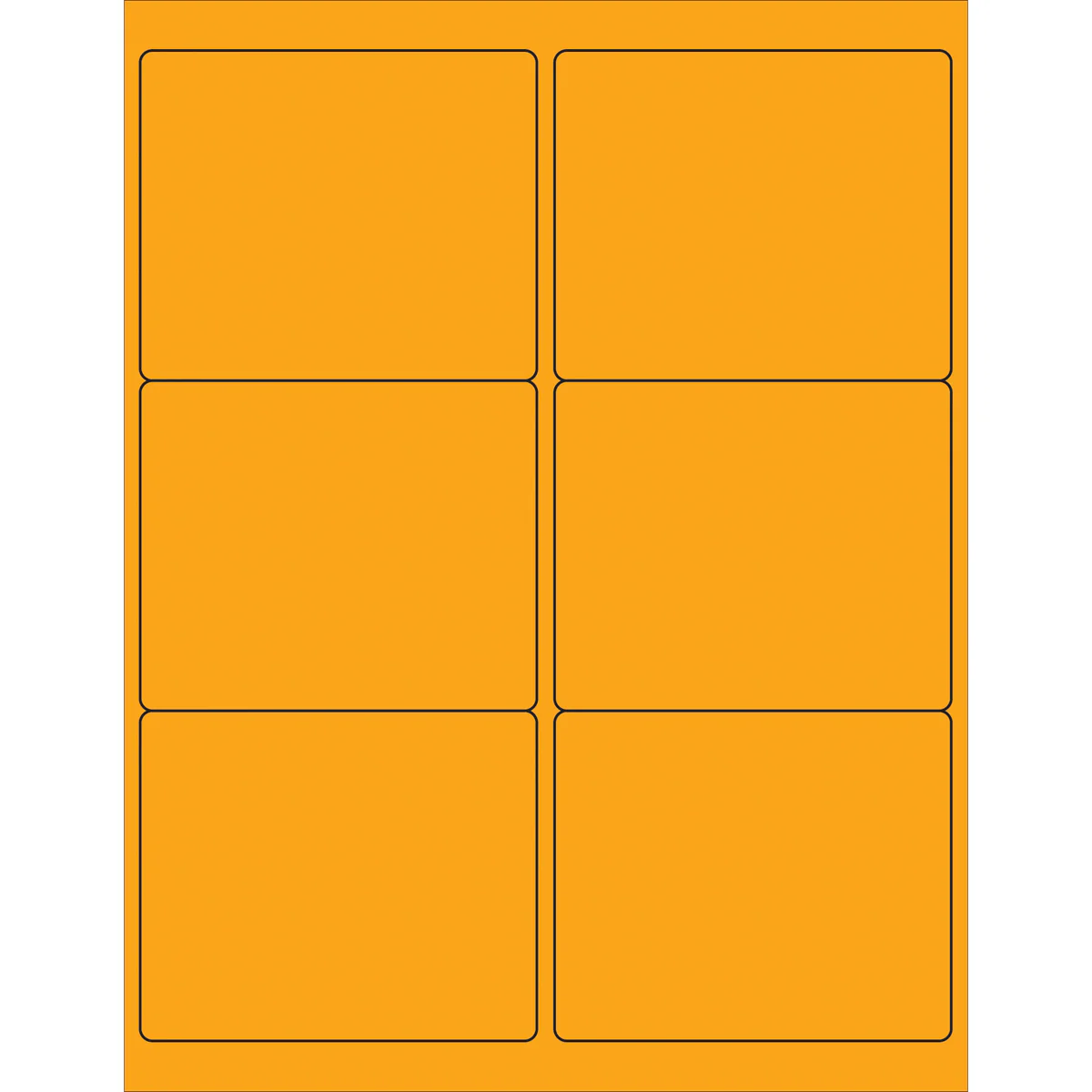 4 x 3 1/3" Fluorescent Orange Rectangle Laser Labels 600/Case