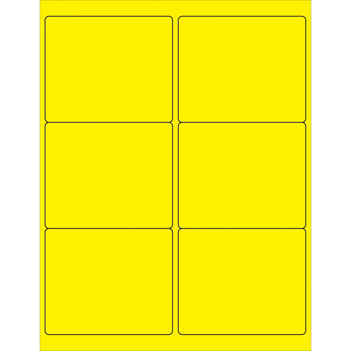 4 x 3 1/3" Fluorescent Yellow Rectangle Laser Labels 600/Case