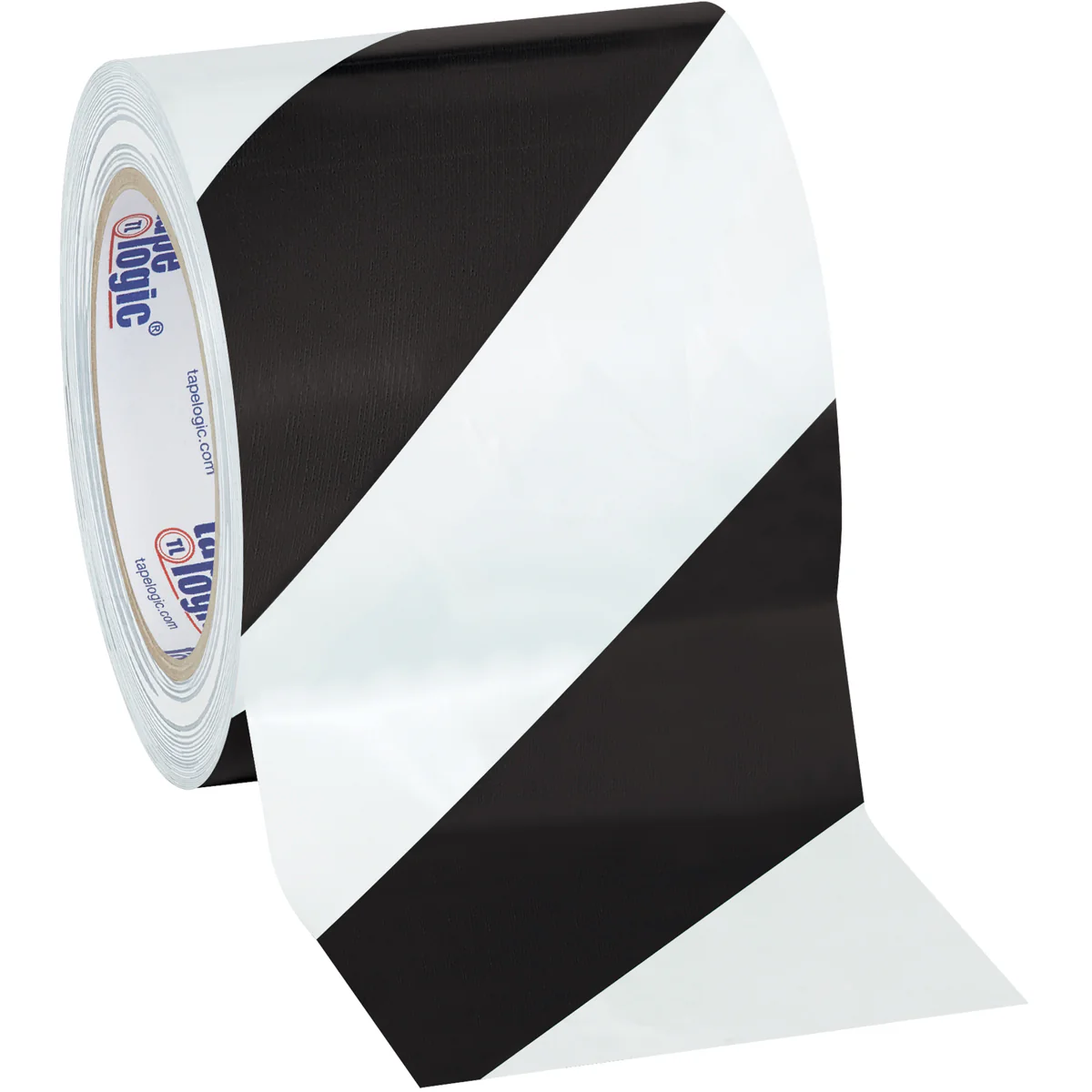 4" x 36 yds. Black/White Striped Vinyl Safety Tape 12/Case