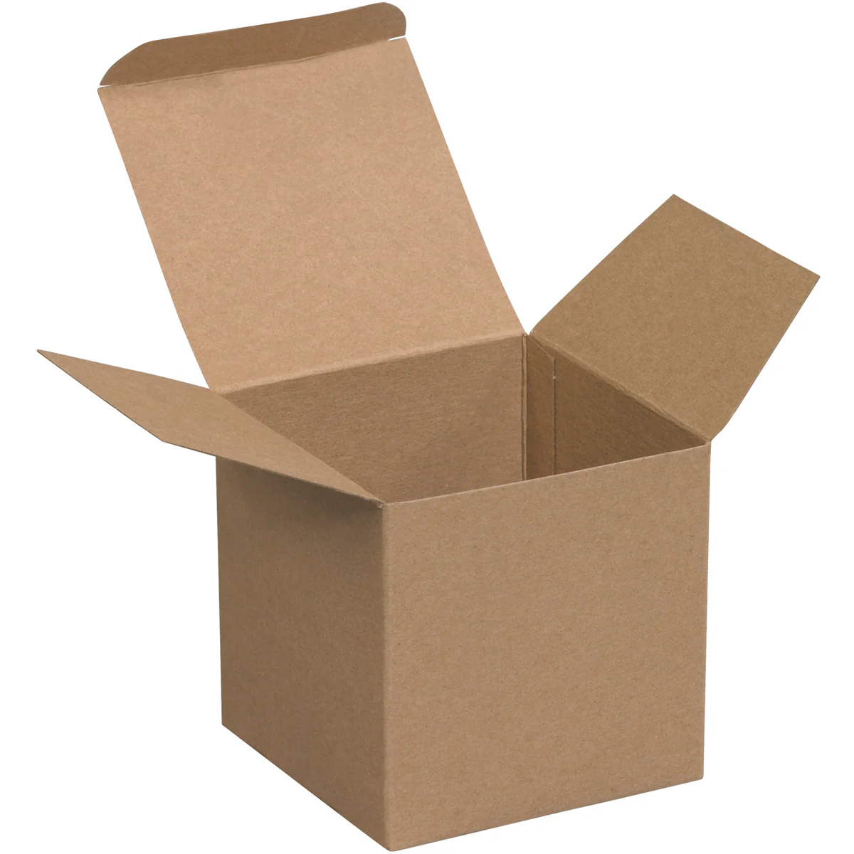 4 x 4 x 4 Brown 24pt 1-pc Chipboard Folding Carton 250/Case - Image 3
