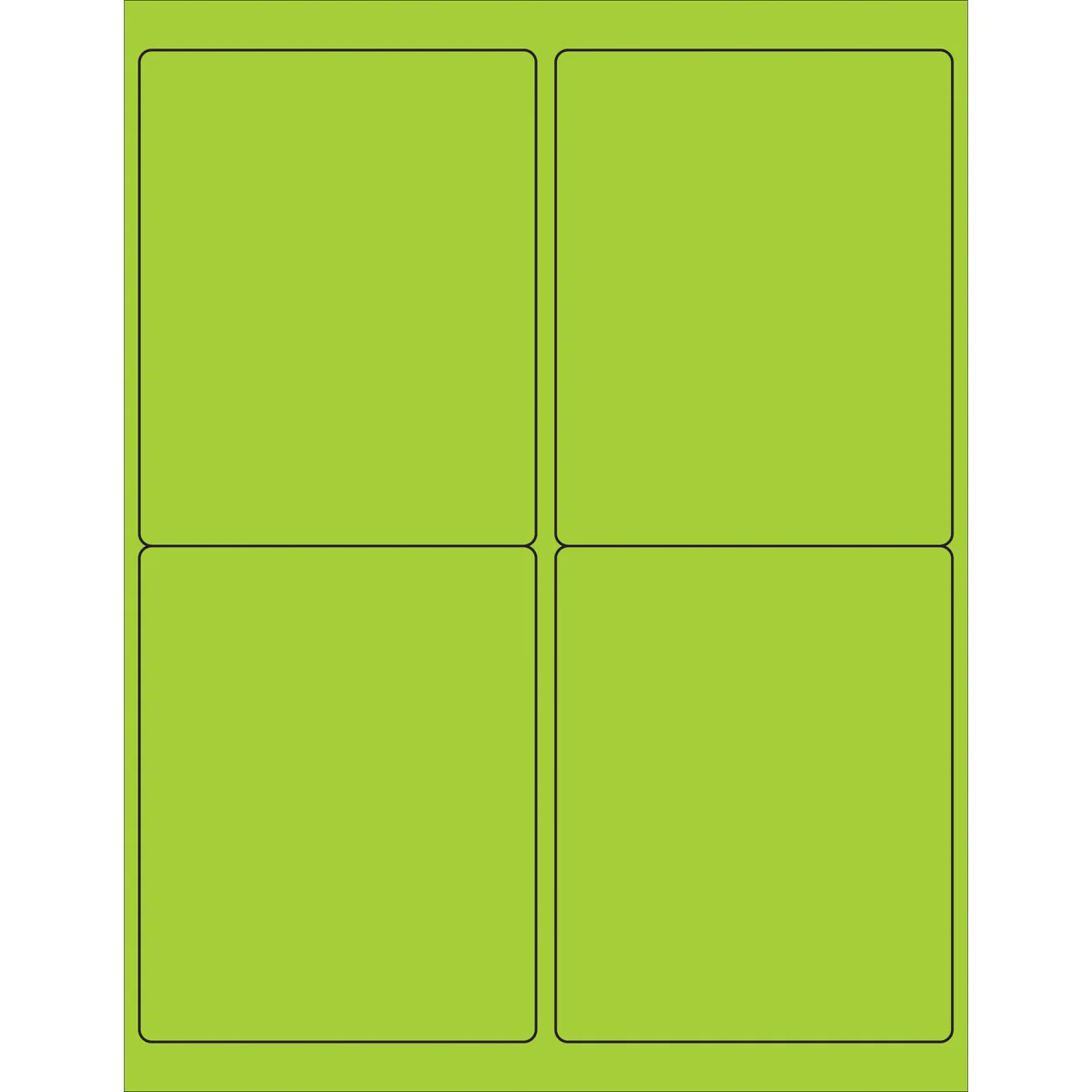 4 x 5" Fluorescent Green Rectangle Laser Labels 400/Case