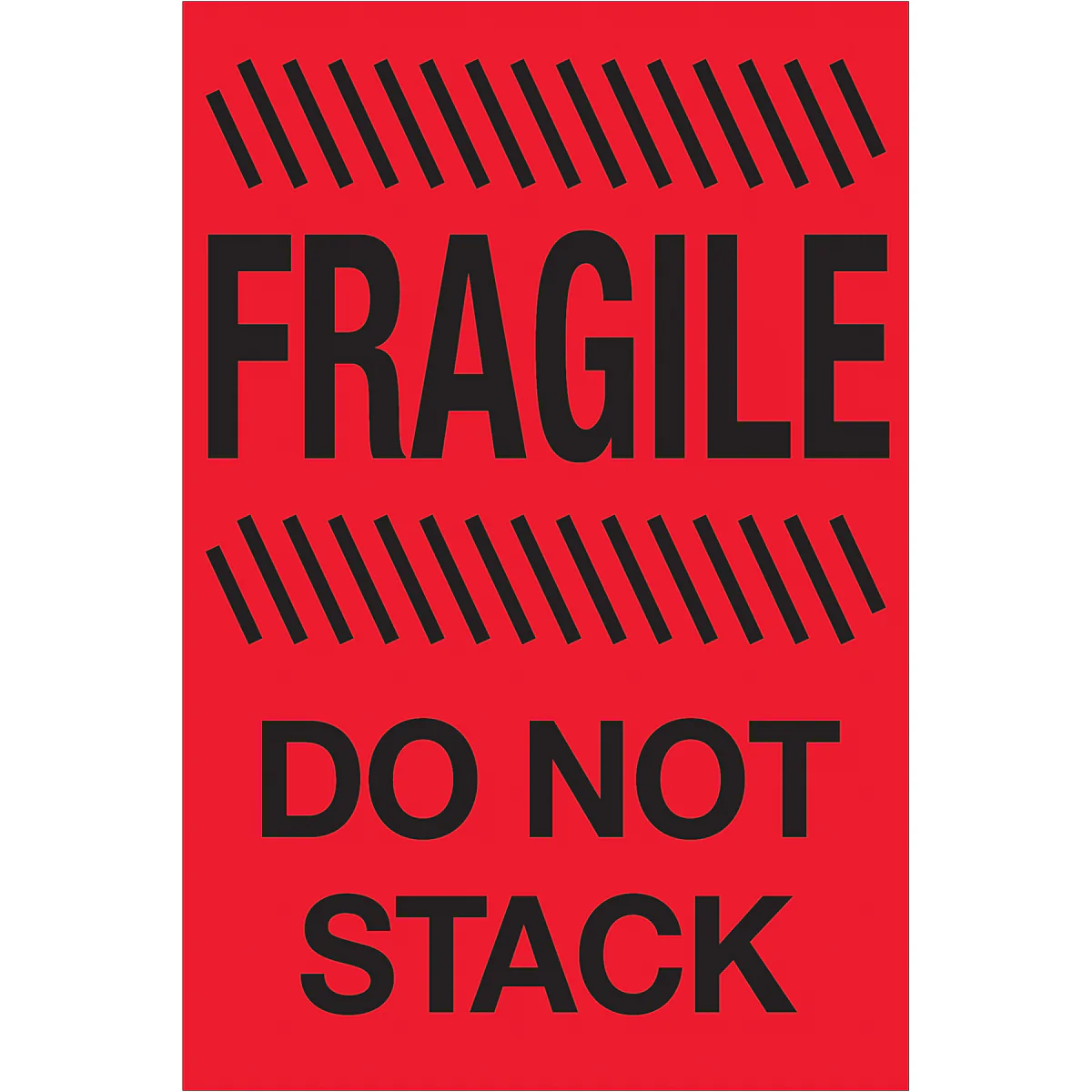 4 x 6" - "Fragile - Do Not Stack" (Fluorescent Red) Labels 500/Roll