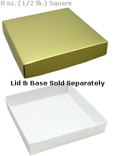 5-3/4 x 5-3/4 x 1-1/8 Gold 8 oz. (1/2 lb.) Square Candy Box LID 250/Case - Image 2