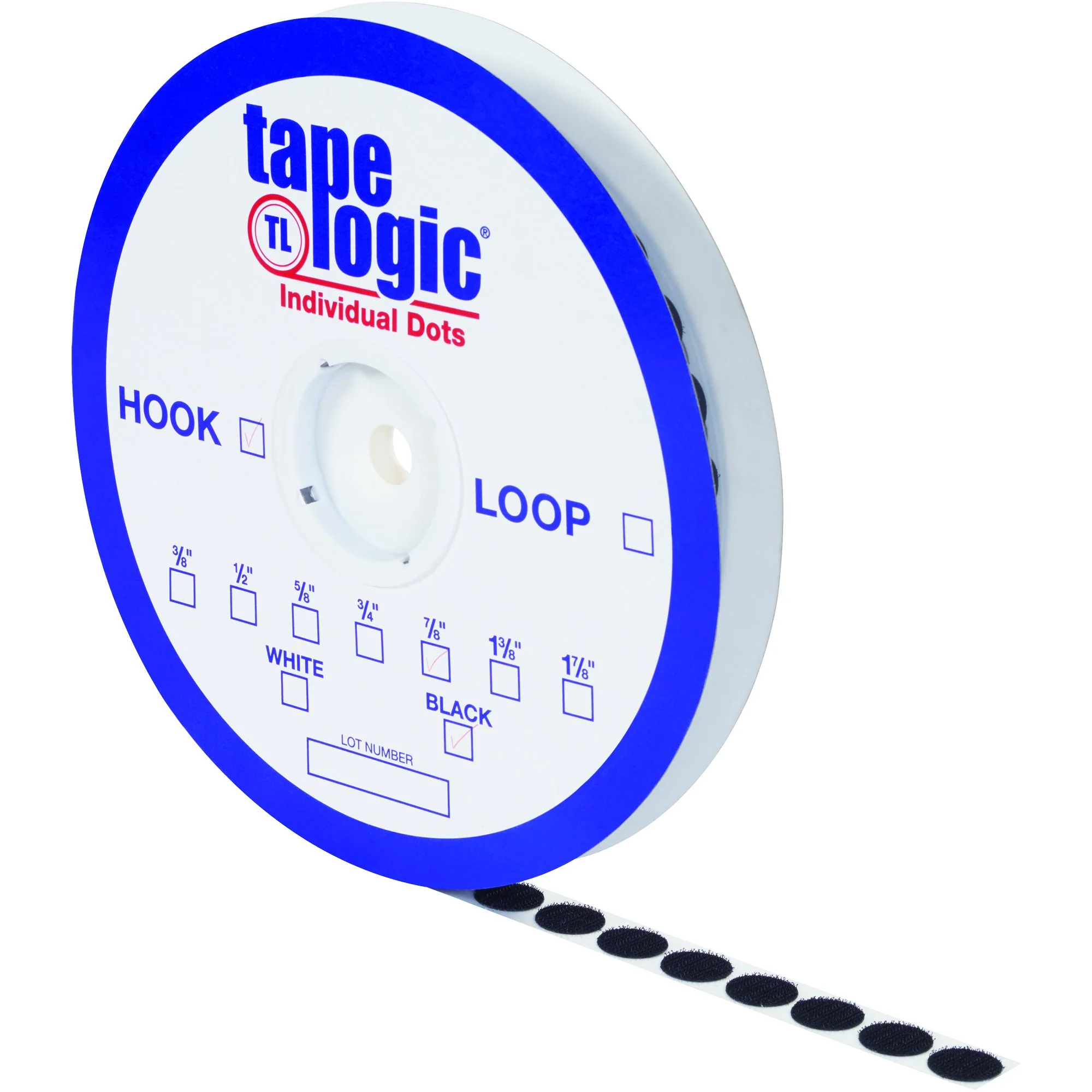 5/8" Black Loop Individual Tape Dots 1200/Case