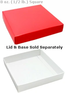 5-9/16 x 5-9/16 x 1-1/8 White 8 oz. (1/2 lb.) Square Candy Box BASE 250/Case - Image 2