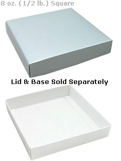 5-9/16 x 5-9/16 x 1-1/8 White 8 oz. (1/2 lb.) Square Candy Box BASE 250/Case - Image 2