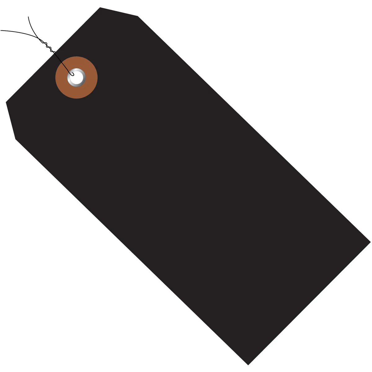 6 1/4 x 3 1/8 Black Plastic Shipping Tags - Pre-Wired 100/Case
