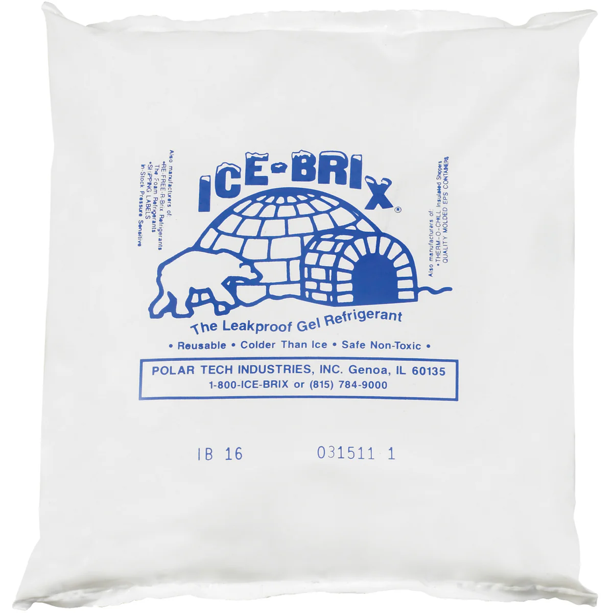 6 1/4 x 6 x 1 - 16 oz. Ice-Brix Cold Packs  18/Case
