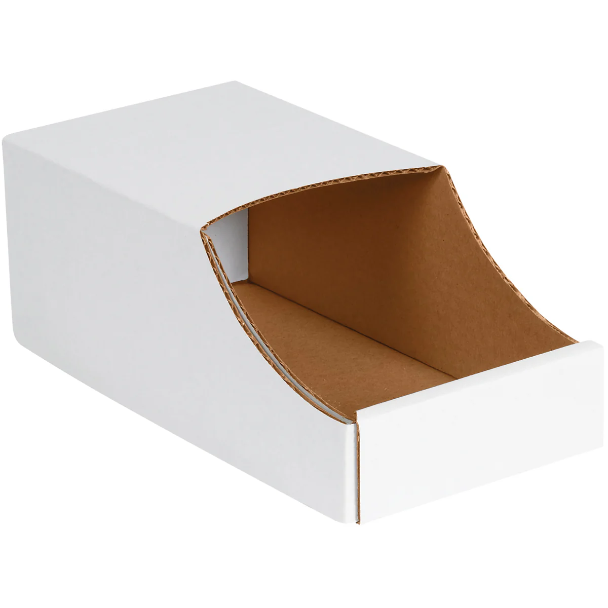 6 x 12 x 4 1/2 Stackable White Corrugated Bin Box 50/Bundle