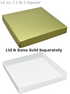 7-3/4 x 7-3/4 x 1-1/8 Gold 16 oz. (1 lb.) Square Candy Box LID 250/Case - Image 2