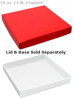 7-3/4 x 7-3/4 x 1-1/8 Red 16 oz. (1 lb.) Square Candy Box LID 250/Case - Image 2