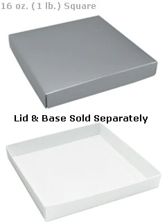 7-9/16 x 7-9/16 x 1-1/8 White 16 oz. (1 lb.) Square Candy Box BASE 250/Case - Image 2