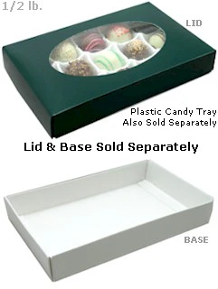 7 x 4-3/8 x 1-1/8 White 1/2 lb. Rectangular Candy Box BASE 250/Case - Image 2