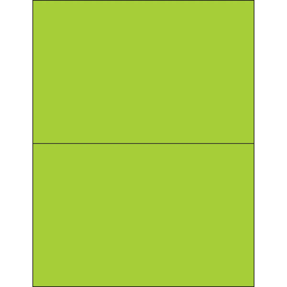 8 1/2 x 5 1/2" Fluorescent Green Removable Rectangle Laser Labels 200/Case