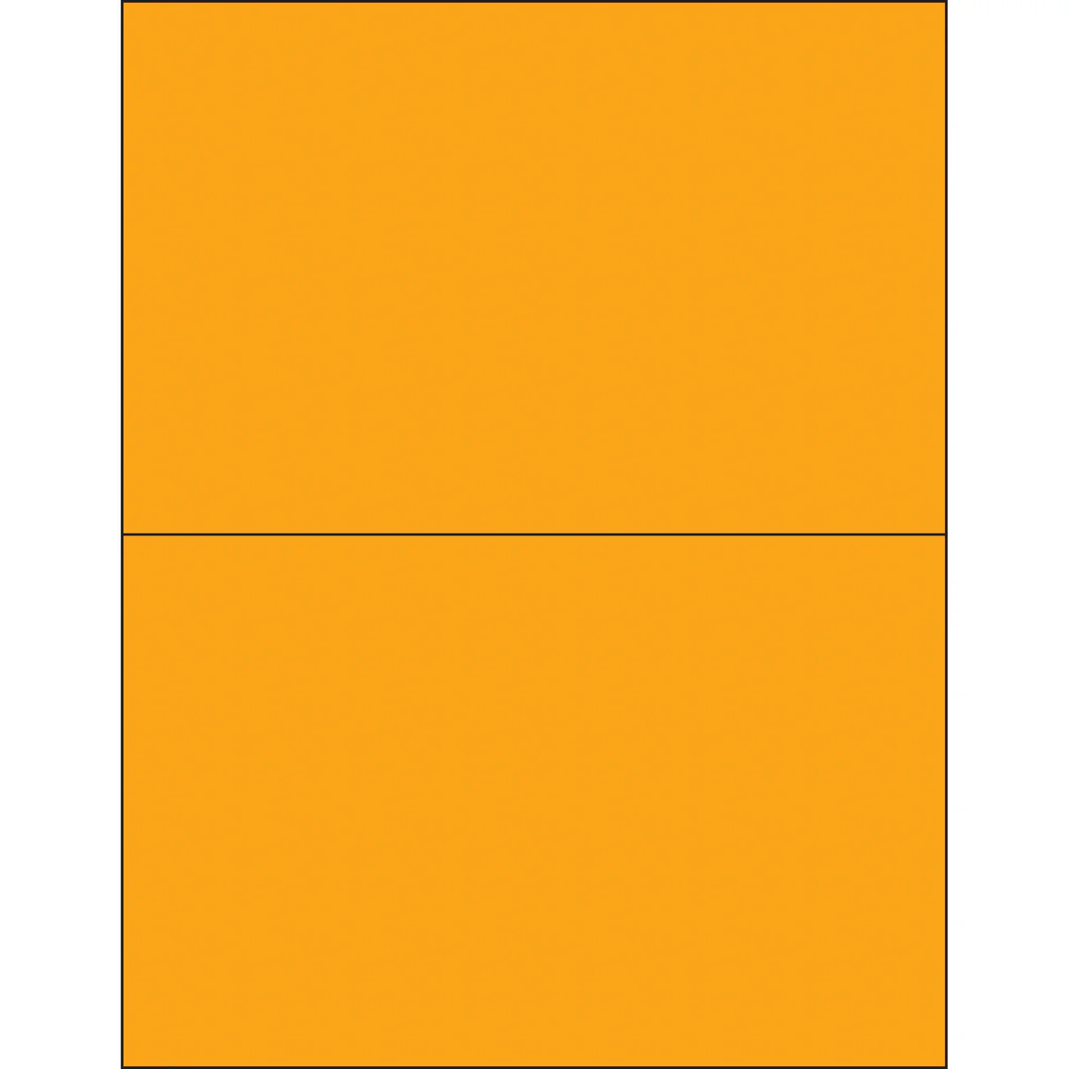 8 1/2 x 5 1/2" Fluorescent Orange Removable Rectangle Laser Labels 200/Case