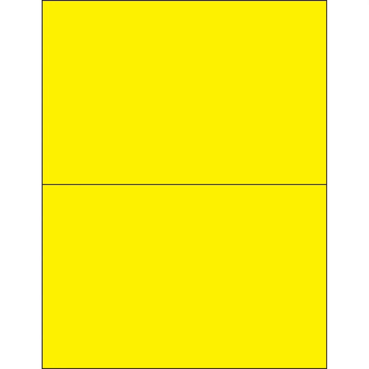 8 1/2 x 5 1/2" Fluorescent Yellow Rectangle Laser Labels 200/Case