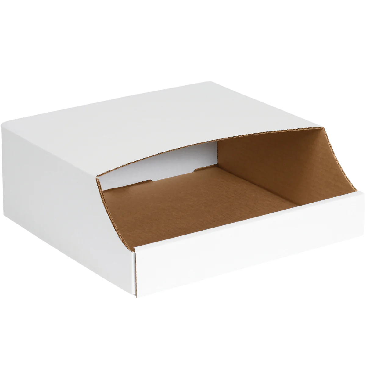 8 x 12 x 4 1/2 Stackable White Corrugated Bin Box 50/Bundle
