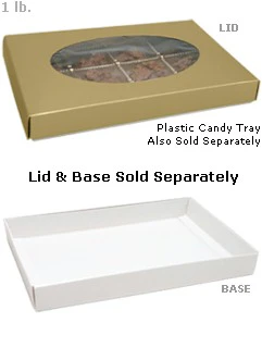 9-3/8 x 6 x 1-1/8 White 1 lb. Rectangular Candy Box BASE 250/Case - Image 2