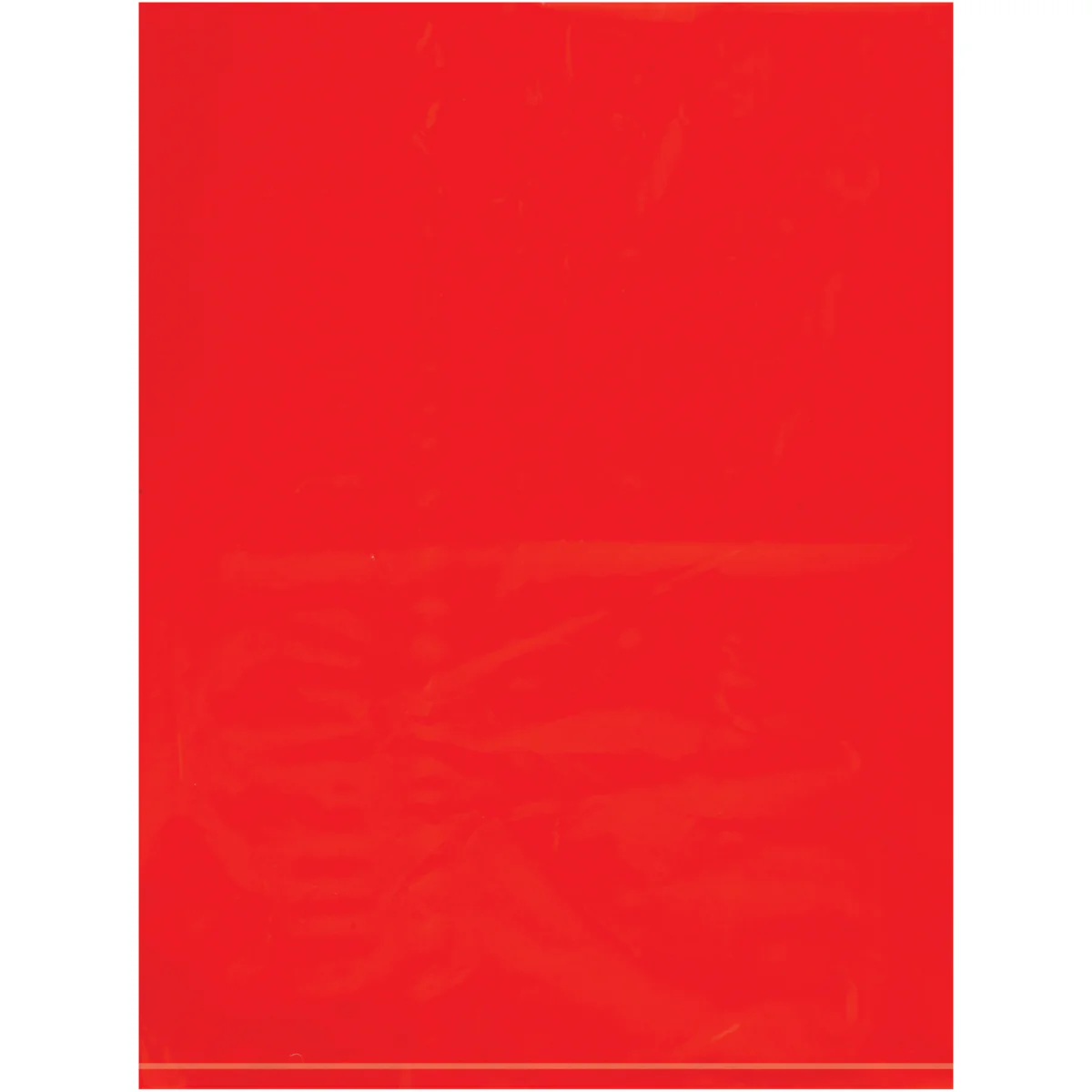 9 x 12 - 2 Mil Red Flat Poly Bags 1000/Case