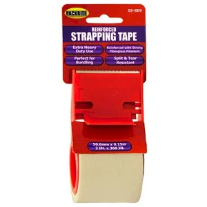 PackRite Heavy Duty Strapping Tape 2"x10 yards w/Dispenser, 12 rolls/pack