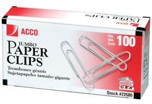 Paperclips, Jumbo 100/box, 10box/pack 10/Pack
